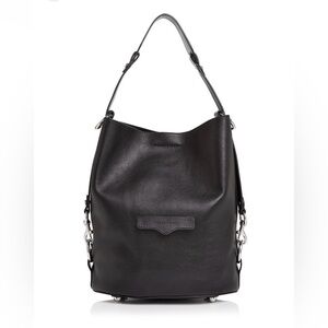 Rebecca Minkoff Sleek Black Leather Hobo/Bucket Bag